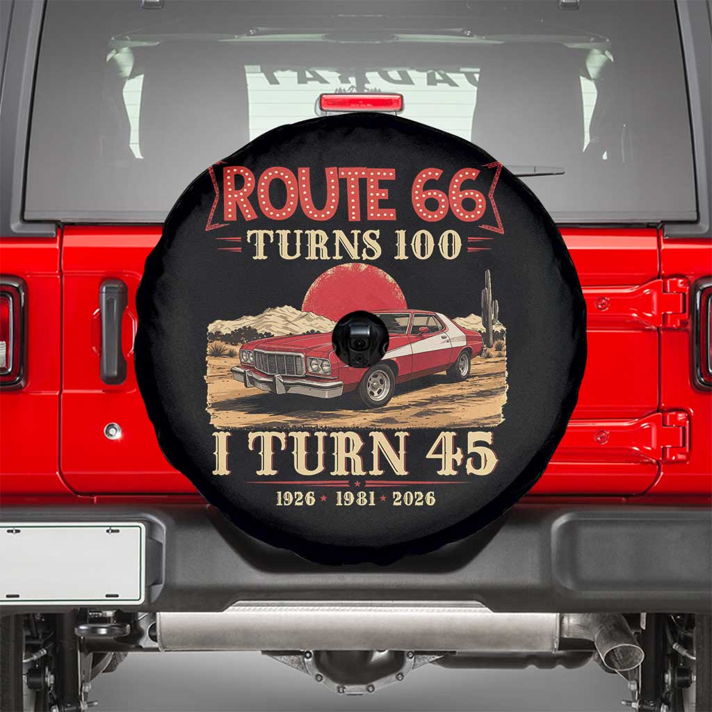 Route Highway 66 Turns 100 I Turn 45 Spare Tire Cover Vintage 1981 Road Sign 45th Birthday Muscle Car Lover Gift