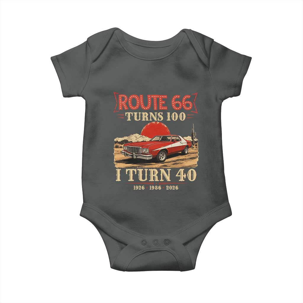 Route Highway 66 Turns 100 I Turn 40 Baby Onesie Vintage 1986 Road Sign 40th Birthday Muscle Car Lover Gift