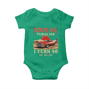 Route Highway 66 Turns 100 I Turn 40 Baby Onesie Vintage 1986 Road Sign 40th Birthday Muscle Car Lover Gift