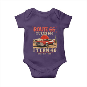Route Highway 66 Turns 100 I Turn 40 Baby Onesie Vintage 1986 Road Sign 40th Birthday Muscle Car Lover Gift