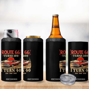 Route Highway 66 Turns 100 I Turn 40 4 in 1 Can Cooler Tumbler Vintage 1986 Road Sign 40th Birthday Muscle Car Lover Gift