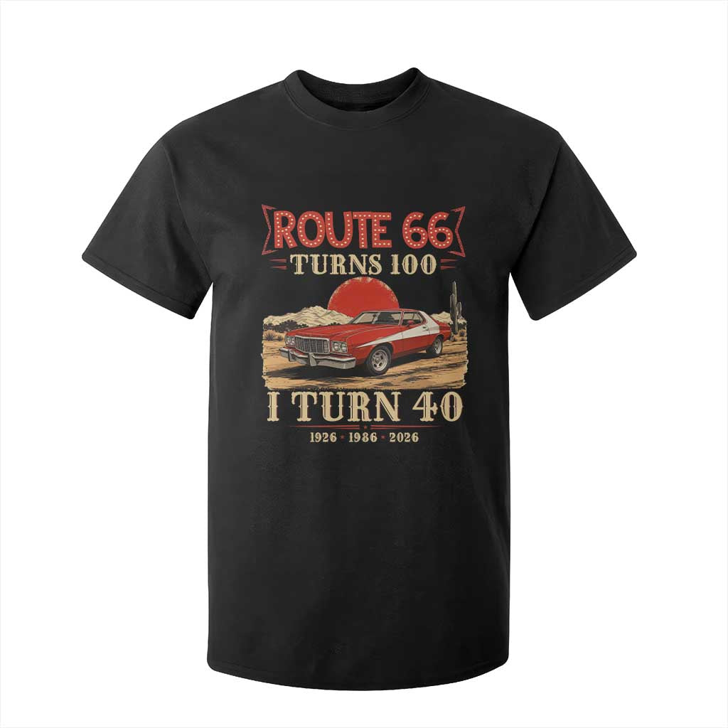 Route Highway 66 Turns 100 I Turn 40 T Shirt For Kid Vintage 1986 Road Sign 40th Birthday Muscle Car Lover Gift