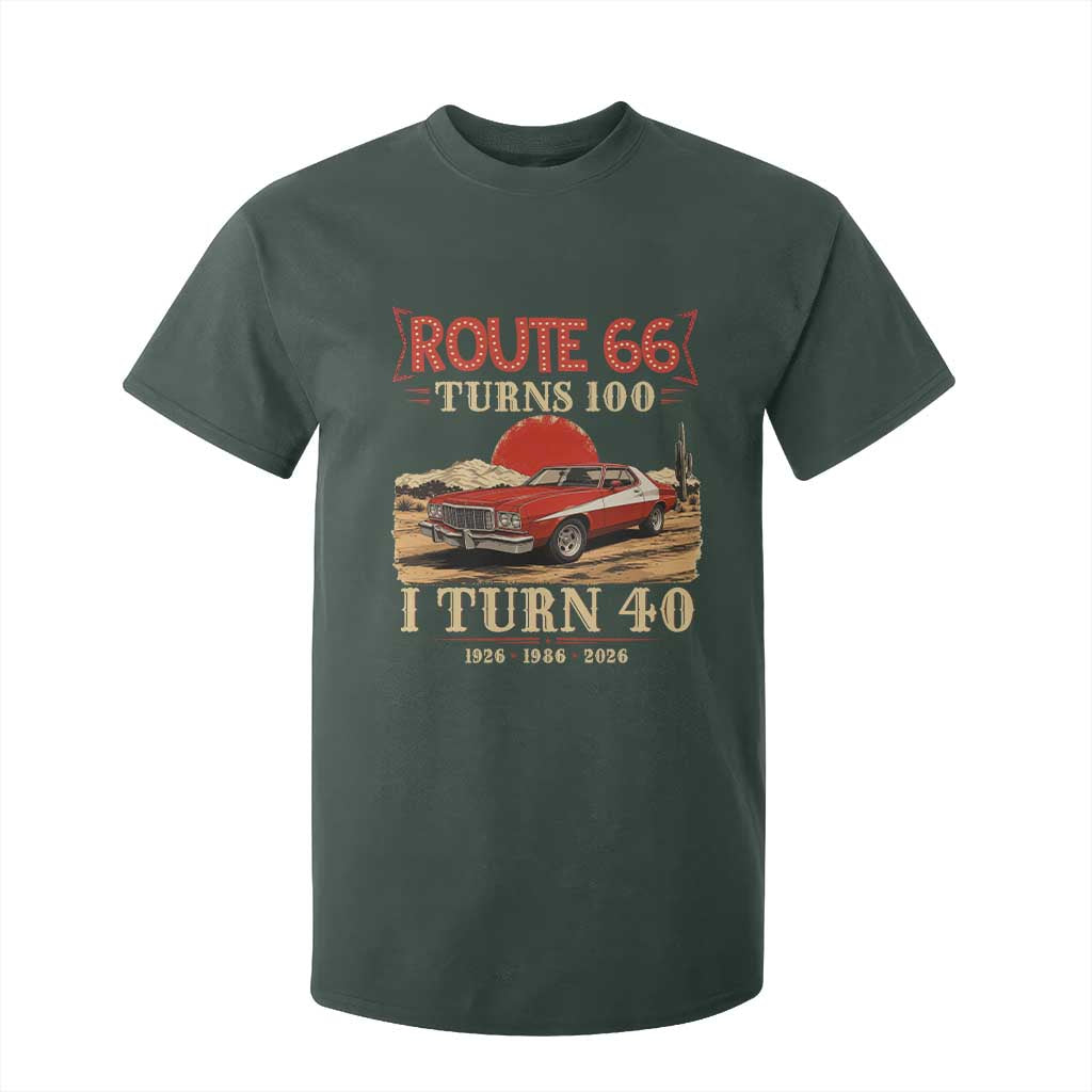 Route Highway 66 Turns 100 I Turn 40 T Shirt For Kid Vintage 1986 Road Sign 40th Birthday Muscle Car Lover Gift