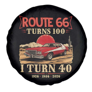 Route Highway 66 Turns 100 I Turn 40 Spare Tire Cover Vintage 1986 Road Sign 40th Birthday Muscle Car Lover Gift