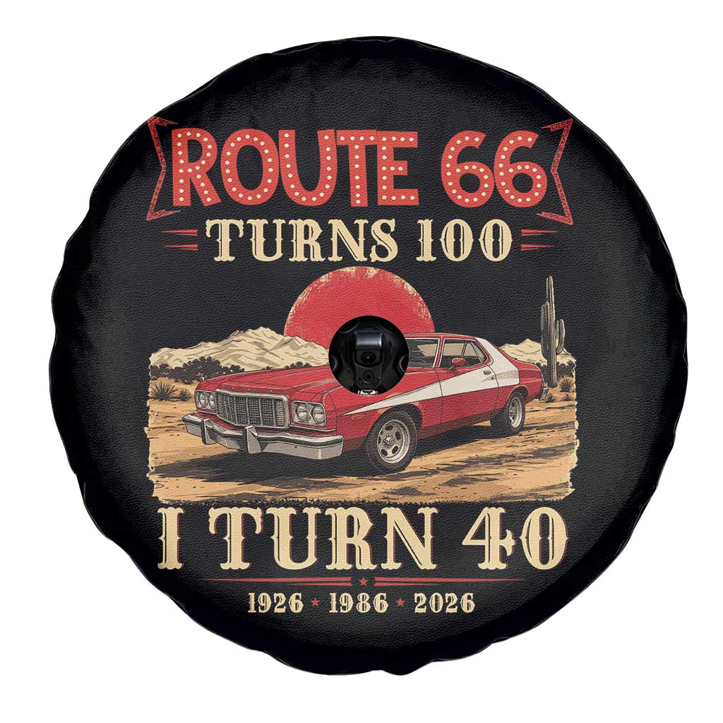 Route Highway 66 Turns 100 I Turn 40 Spare Tire Cover Vintage 1986 Road Sign 40th Birthday Muscle Car Lover Gift