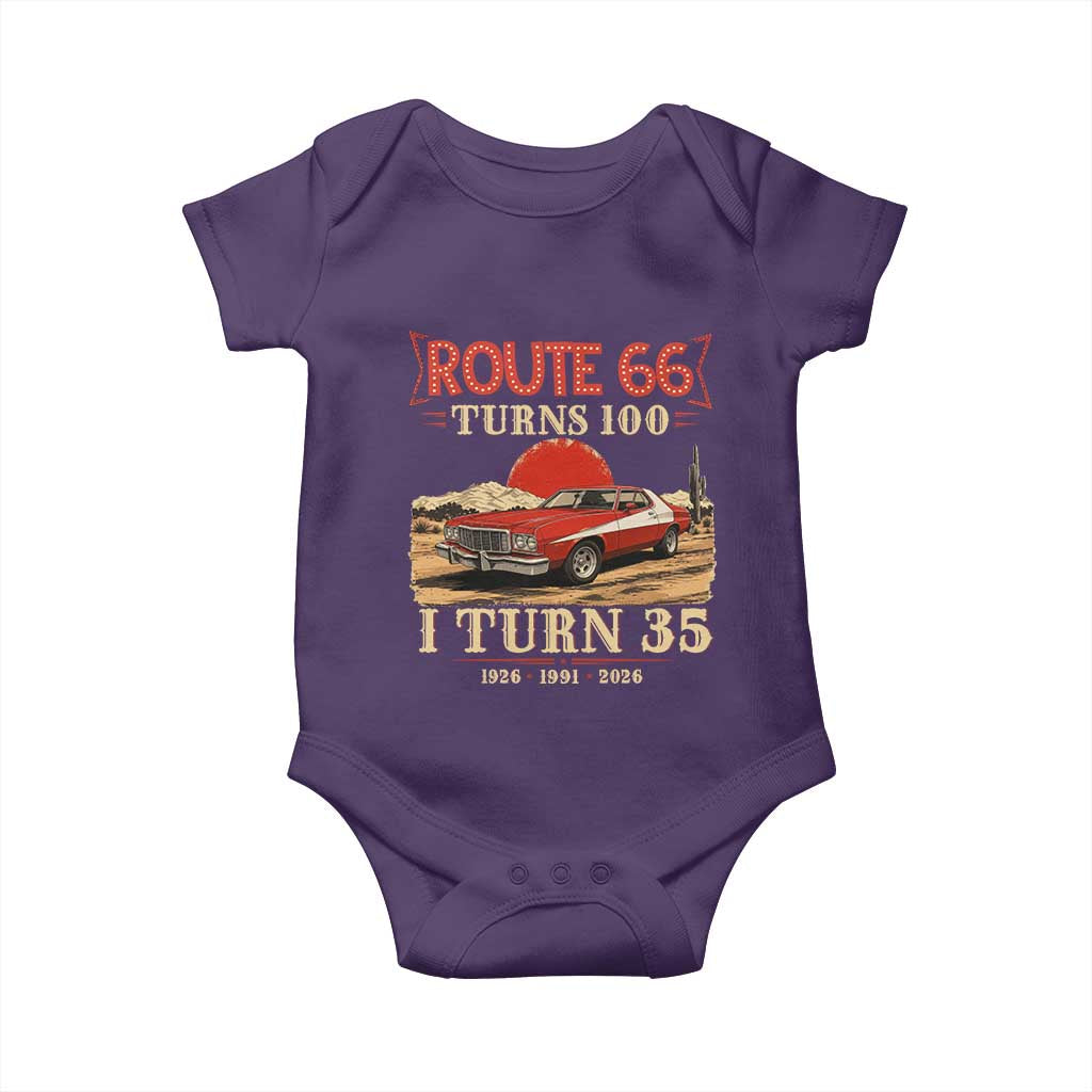 Route Highway 66 Turns 100 I Turn 35 Baby Onesie Vintage 1991 Road Sign 35th Birthday Muscle Car Lover Gift