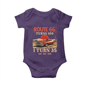 Route Highway 66 Turns 100 I Turn 35 Baby Onesie Vintage 1991 Road Sign 35th Birthday Muscle Car Lover Gift