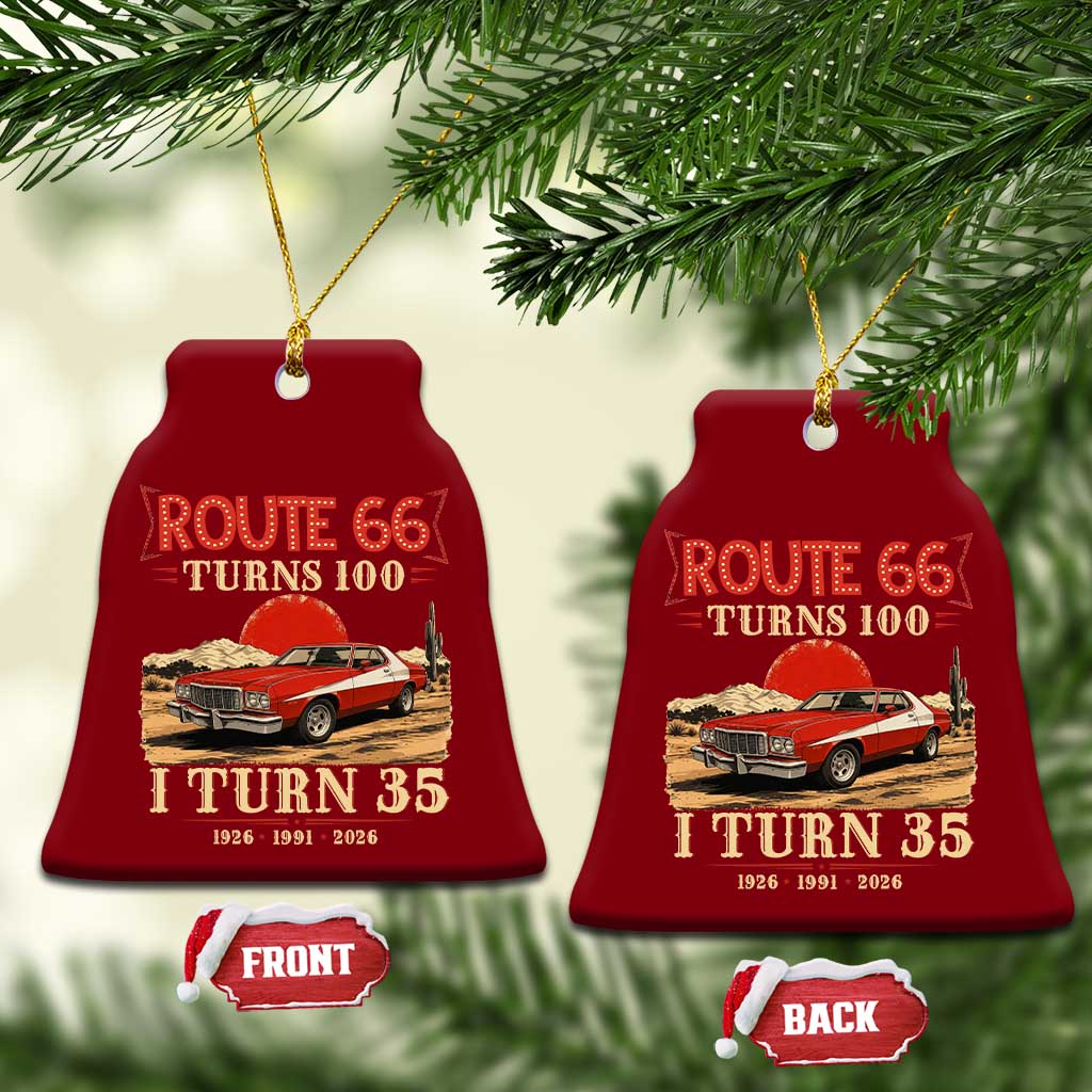 Route Highway 66 Turns 100 I Turn 35 Ceramic Ornament Vintage 1991 Road Sign 35th Birthday Muscle Car Lover Gift