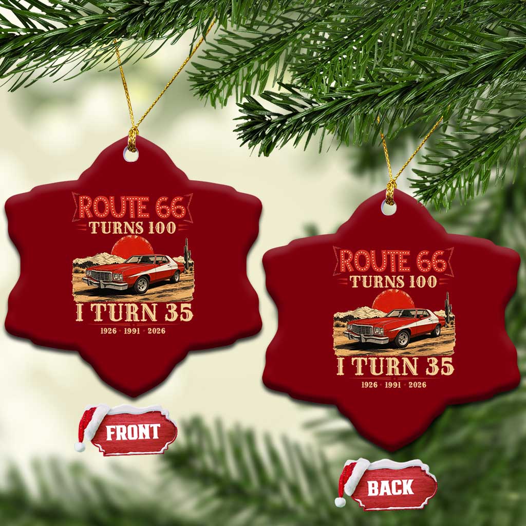 Route Highway 66 Turns 100 I Turn 35 Ceramic Ornament Vintage 1991 Road Sign 35th Birthday Muscle Car Lover Gift