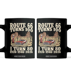 Route Highway 66 Turns 100 I Turn 80 Coffee Mug Vintage 1946 Road Sign American Muscle Car Lover 80th Birthday Gift