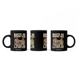 Route Highway 66 Turns 100 I Turn 80 Coffee Mug Vintage 1946 Road Sign American Muscle Car Lover 80th Birthday Gift