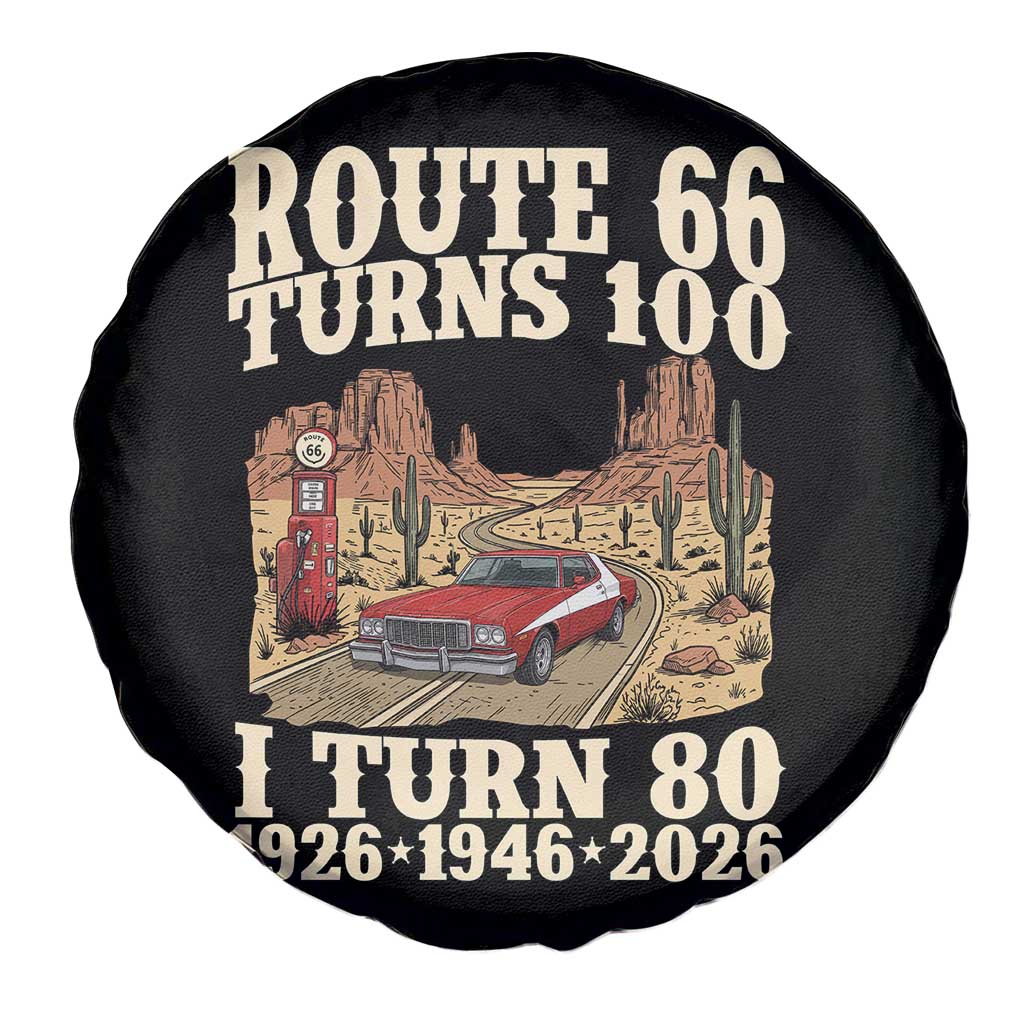 Route Highway 66 Turns 100 I Turn 80 Spare Tire Cover Vintage 1946 Road Sign American Muscle Car Lover 80th Birthday Gift