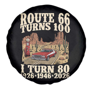 Route Highway 66 Turns 100 I Turn 80 Spare Tire Cover Vintage 1946 Road Sign American Muscle Car Lover 80th Birthday Gift