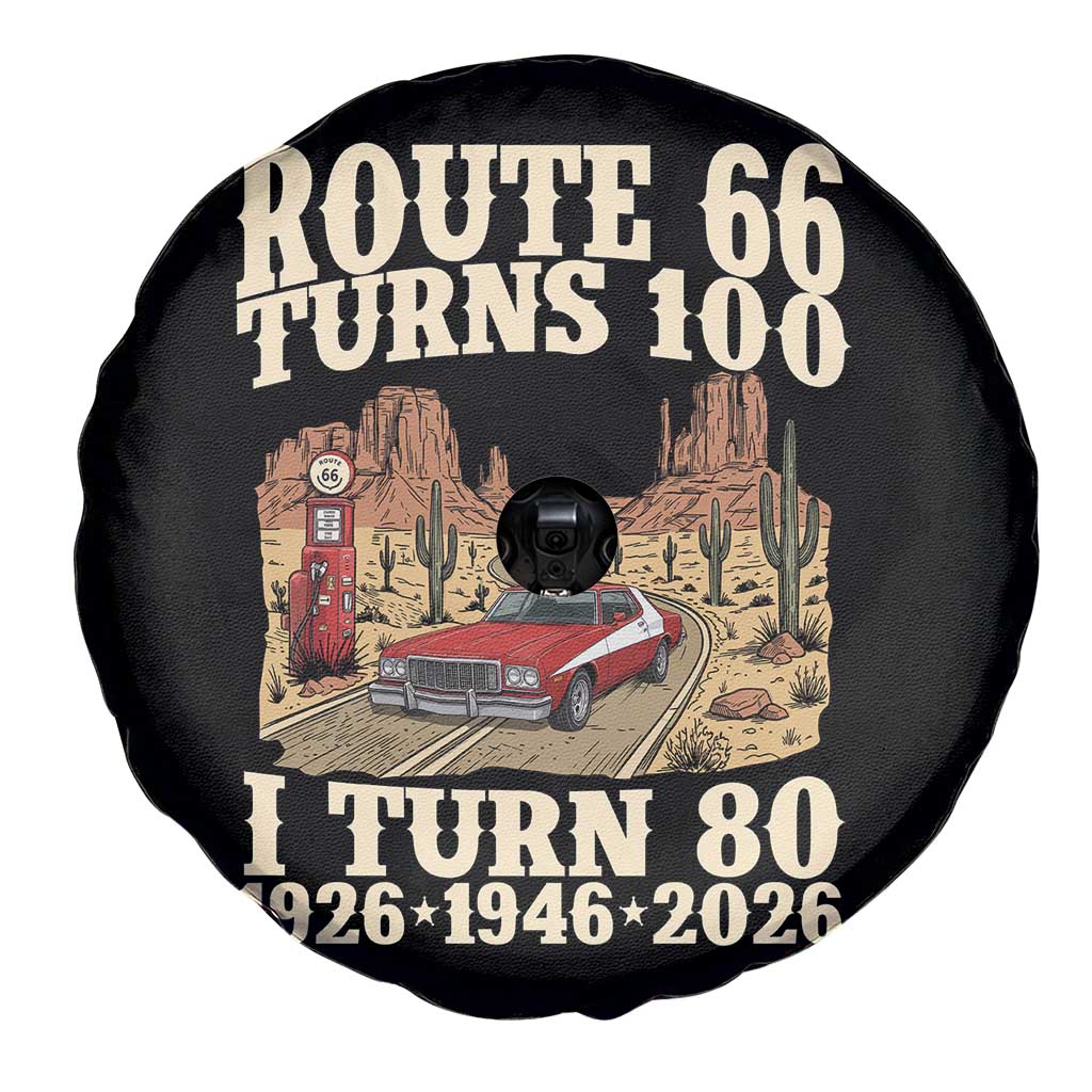 Route Highway 66 Turns 100 I Turn 80 Spare Tire Cover Vintage 1946 Road Sign American Muscle Car Lover 80th Birthday Gift