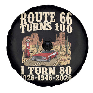 Route Highway 66 Turns 100 I Turn 80 Spare Tire Cover Vintage 1946 Road Sign American Muscle Car Lover 80th Birthday Gift