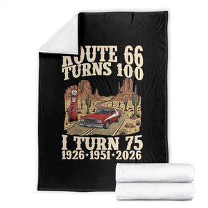 Route Highway 66 Turns 100 I Turn 75 Throw Blanket Vintage 1951 Road Sign American Muscle Car Lover 75th Birthday Gift