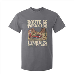 Route Highway 66 Turns 100 I Turn 75 T Shirt For Kid Vintage 1951 Road Sign American Muscle Car Lover 75th Birthday Gift
