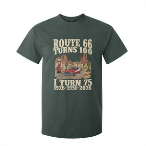 Route Highway 66 Turns 100 I Turn 75 T Shirt For Kid Vintage 1951 Road Sign American Muscle Car Lover 75th Birthday Gift