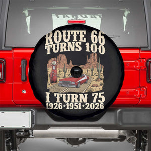 Route Highway 66 Turns 100 I Turn 75 Spare Tire Cover Vintage 1951 Road Sign American Muscle Car Lover 75th Birthday Gift
