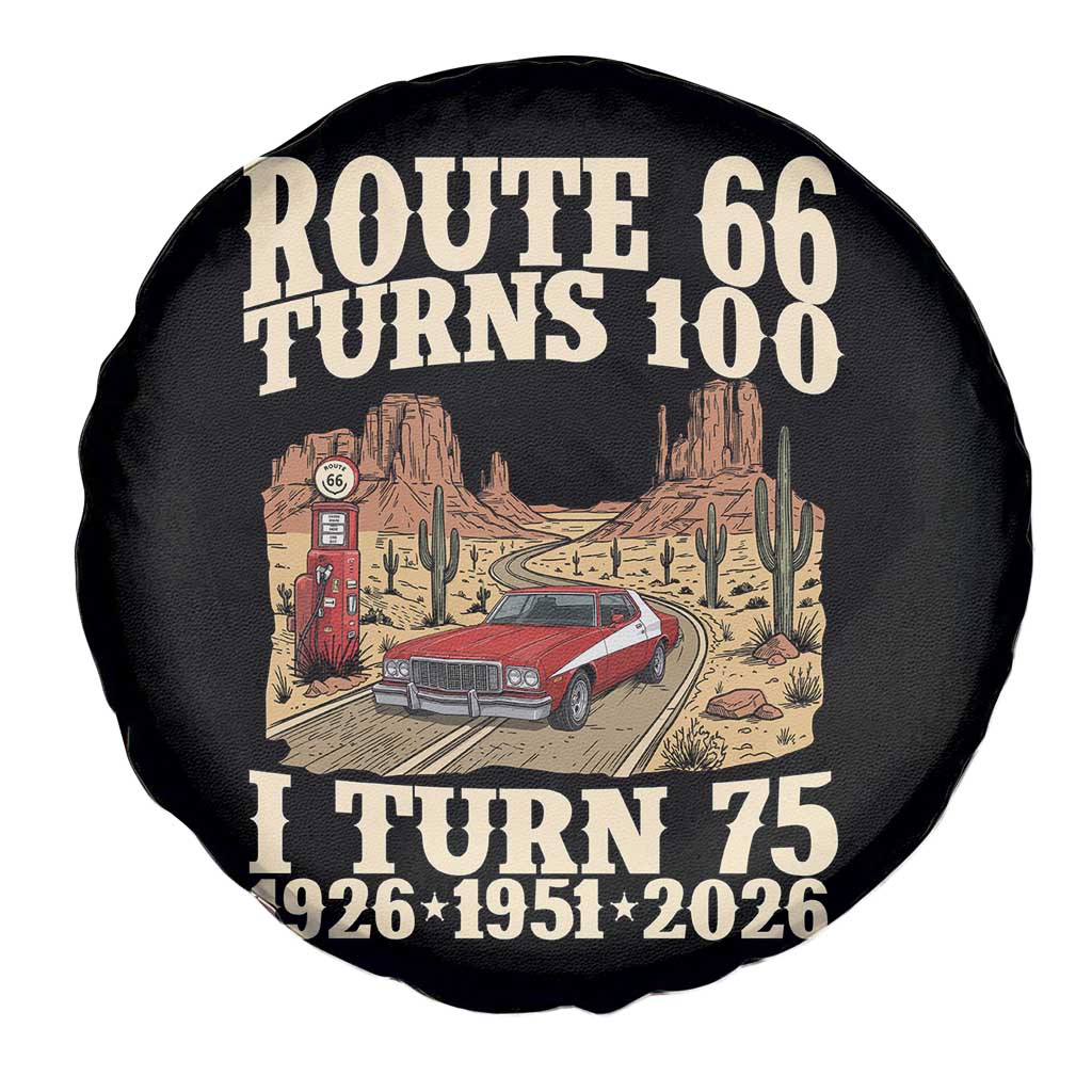 Route Highway 66 Turns 100 I Turn 75 Spare Tire Cover Vintage 1951 Road Sign American Muscle Car Lover 75th Birthday Gift