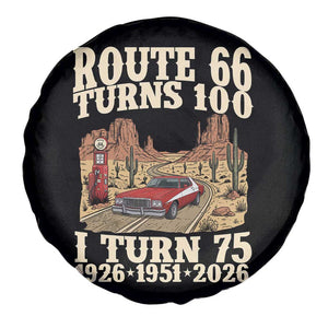 Route Highway 66 Turns 100 I Turn 75 Spare Tire Cover Vintage 1951 Road Sign American Muscle Car Lover 75th Birthday Gift