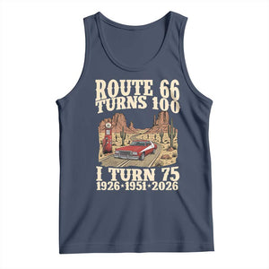 Route Highway 66 Turns 100 I Turn 75 Tank Top Vintage 1951 Road Sign American Muscle Car Lover 75th Birthday Gift