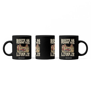 Route Highway 66 Turns 100 I Turn 70 Coffee Mug Vintage 1956 Road Sign American Muscle Car Lover 70th Birthday Gift