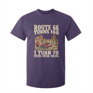 Route Highway 66 Turns 100 I Turn 70 T Shirt For Kid Vintage 1956 Road Sign American Muscle Car Lover 70th Birthday Gift