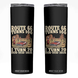 Route Highway 66 Turns 100 I Turn 70 Skinny Tumbler Vintage 1956 Road Sign American Muscle Car Lover 70th Birthday Gift