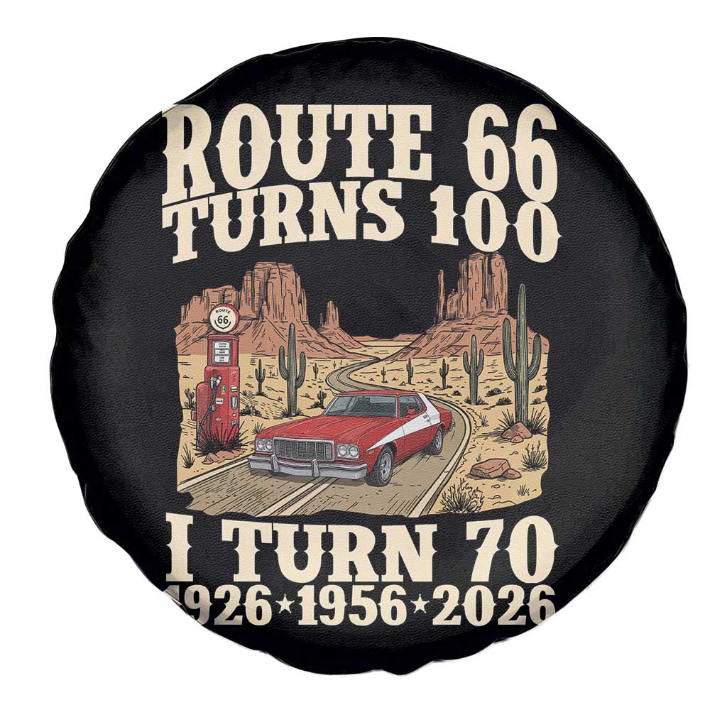 Route Highway 66 Turns 100 I Turn 70 Spare Tire Cover Vintage 1956 Road Sign American Muscle Car Lover 70th Birthday Gift