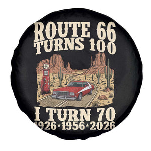 Route Highway 66 Turns 100 I Turn 70 Spare Tire Cover Vintage 1956 Road Sign American Muscle Car Lover 70th Birthday Gift