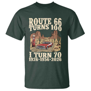 Route Highway 66 Turns 100 I Turn 70 T Shirt Vintage 1956 Road Sign American Muscle Car Lover 70th Birthday Gift