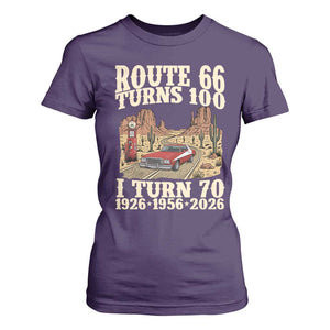 Route Highway 66 Turns 100 I Turn 70 T Shirt For Women Vintage 1956 Road Sign American Muscle Car Lover 70th Birthday Gift