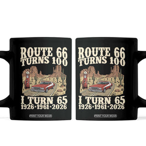 Route Highway 66 Turns 100 I Turn 65 Coffee Mug Vintage 1961 Road Sign American Muscle Car Lover 65th Birthday Gift