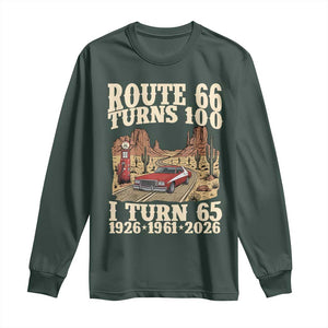 Route Highway 66 Turns 100 I Turn 65 Long Sleeve Shirt Vintage 1961 Road Sign American Muscle Car Lover 65th Birthday Gift
