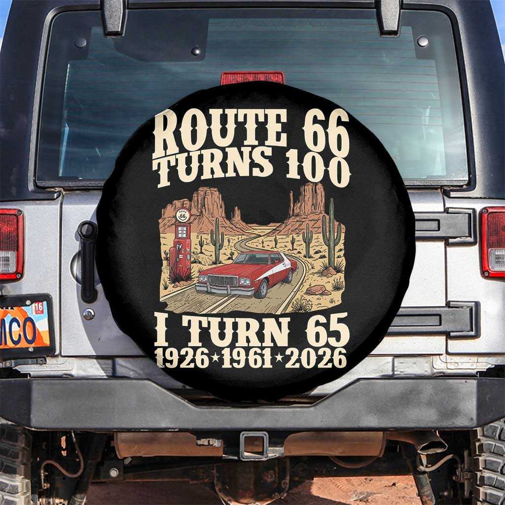 Route Highway 66 Turns 100 I Turn 65 Spare Tire Cover Vintage 1961 Road Sign American Muscle Car Lover 65th Birthday Gift