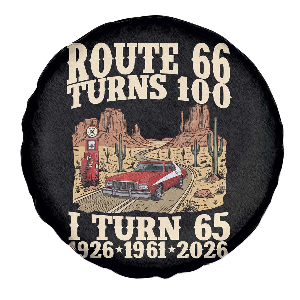 Route Highway 66 Turns 100 I Turn 65 Spare Tire Cover Vintage 1961 Road Sign American Muscle Car Lover 65th Birthday Gift