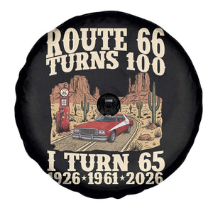 Route Highway 66 Turns 100 I Turn 65 Spare Tire Cover Vintage 1961 Road Sign American Muscle Car Lover 65th Birthday Gift