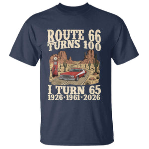 Route Highway 66 Turns 100 I Turn 65 T Shirt Vintage 1961 Road Sign American Muscle Car Lover 65th Birthday Gift