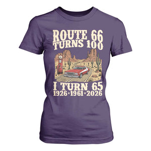 Route Highway 66 Turns 100 I Turn 65 T Shirt For Women Vintage 1961 Road Sign American Muscle Car Lover 65th Birthday Gift