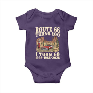 Route Highway 66 Turns 100 I Turn 60 Baby Onesie Vintage 1966 Road Sign American Muscle Car Lover 60th Birthday Gift