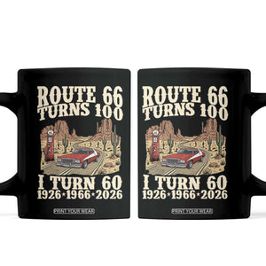 Route Highway 66 Turns 100 I Turn 60 Coffee Mug Vintage 1966 Road Sign American Muscle Car Lover 60th Birthday Gift