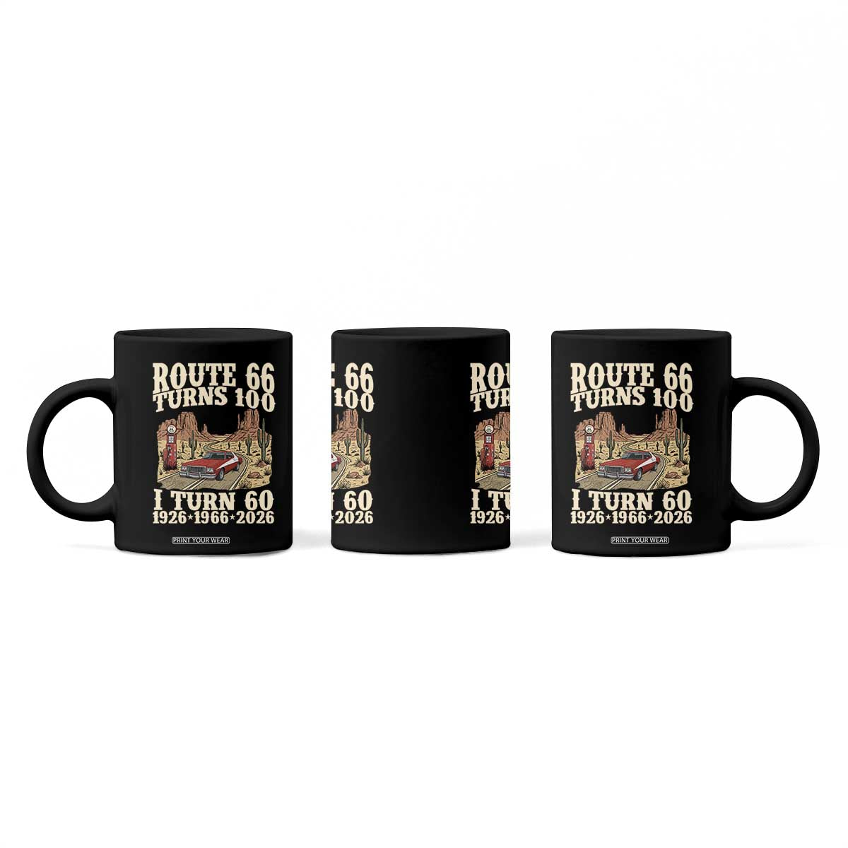 Route Highway 66 Turns 100 I Turn 60 Coffee Mug Vintage 1966 Road Sign American Muscle Car Lover 60th Birthday Gift