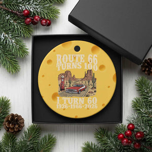 Route Highway 66 Turns 100 I Turn 60 Ceramic Ornament Vintage 1966 Road Sign American Muscle Car Lover 60th Birthday Gift