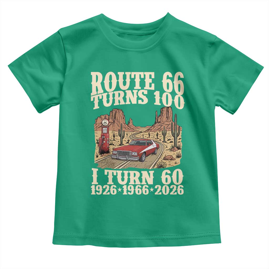 Route Highway 66 Turns 100 I Turn 60 Toddler T Shirt Vintage 1966 Road Sign American Muscle Car Lover 60th Birthday Gift