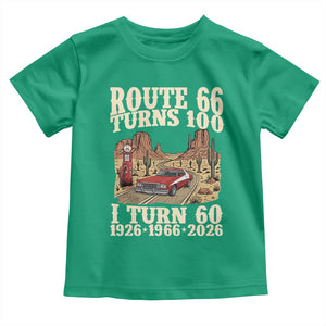 Route Highway 66 Turns 100 I Turn 60 Toddler T Shirt Vintage 1966 Road Sign American Muscle Car Lover 60th Birthday Gift