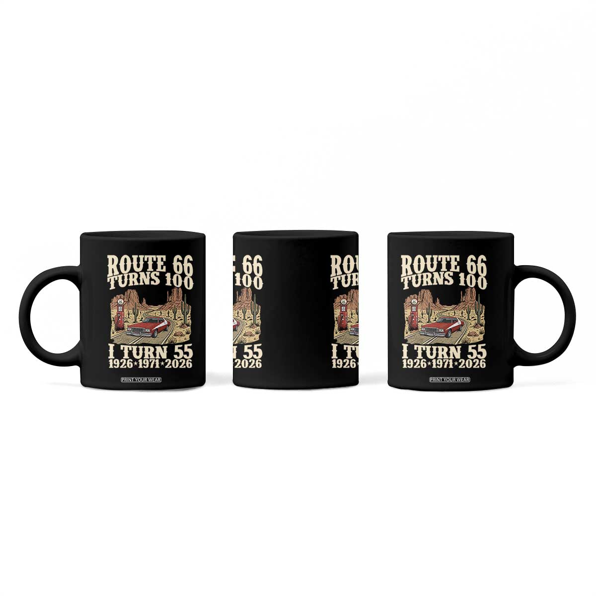Route Highway 66 Turns 100 I Turn 55 Coffee Mug Vintage 1971 Road Sign American Muscle Car Lover 55th Birthday Gift