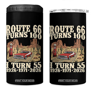 Route Highway 66 Turns 100 I Turn 55 4 in 1 Can Cooler Tumbler Vintage 1971 Road Sign American Muscle Car Lover 55th Birthday Gift
