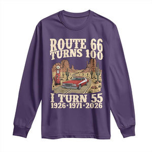 Route Highway 66 Turns 100 I Turn 55 Long Sleeve Shirt Vintage 1971 Road Sign American Muscle Car Lover 55th Birthday Gift