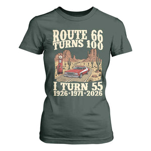 Route Highway 66 Turns 100 I Turn 55 T Shirt For Women Vintage 1971 Road Sign American Muscle Car Lover 55th Birthday Gift